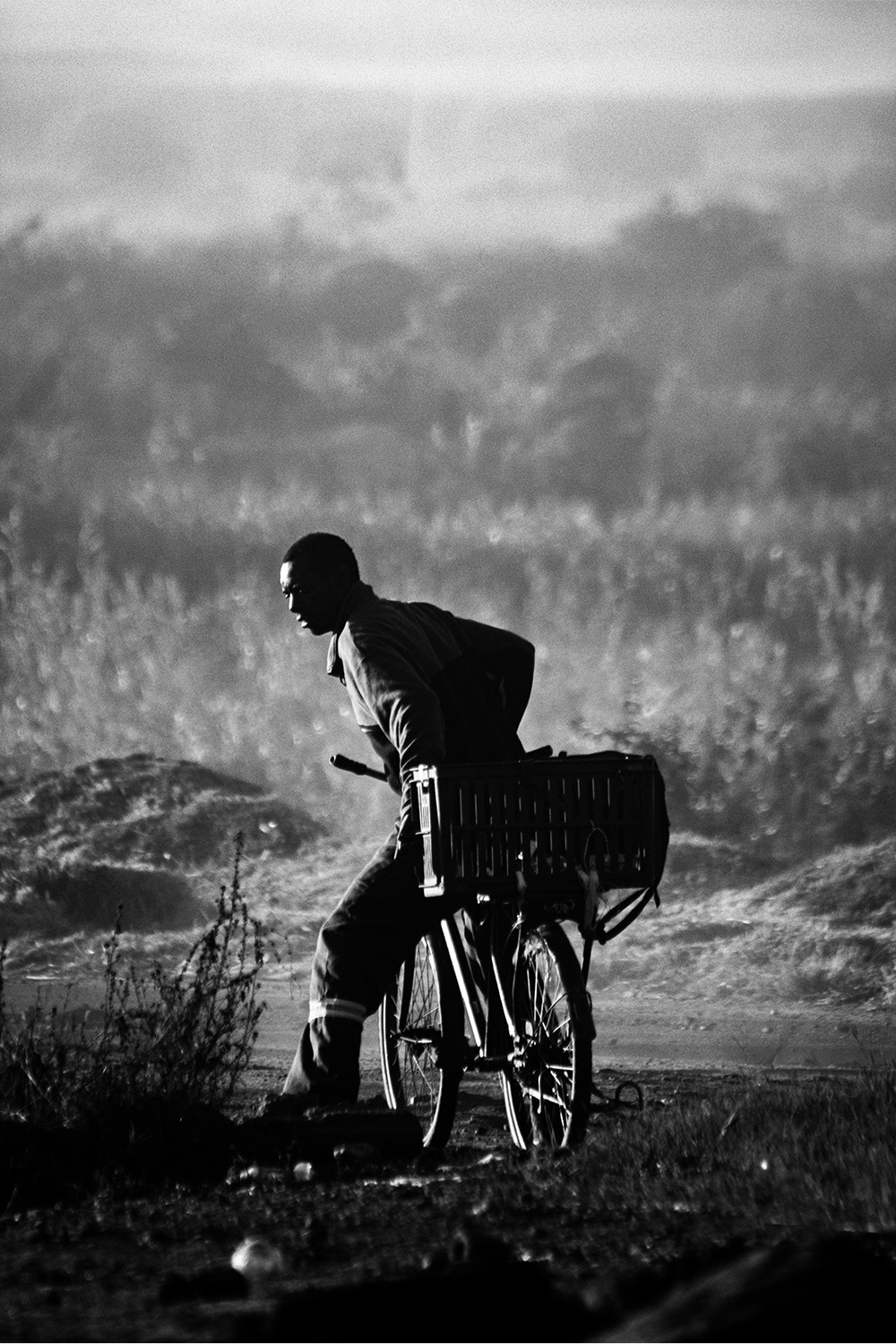 Tanaka Maxwell Chembezi — Harare, Zimbabwe. A breadwinner uses his bicycle to get to work.