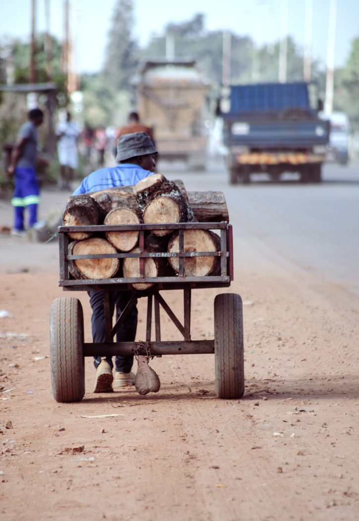 Tanaka Maxwell Chembezi — Harare, Zimbabwe. Modern, man-powered carts go head to head with cars on the roads.